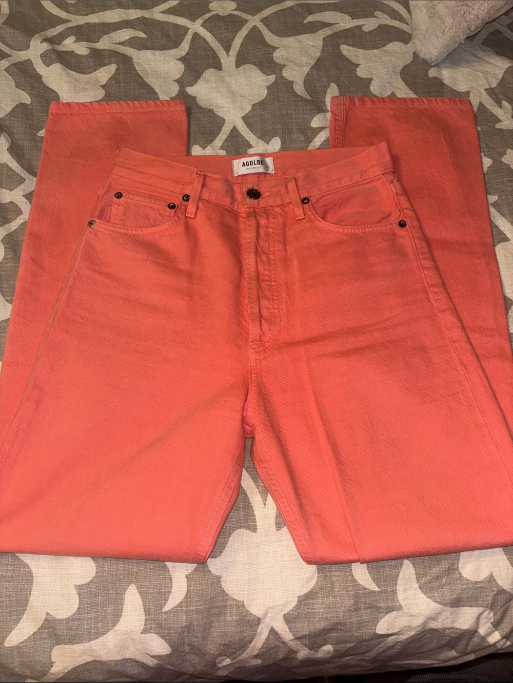Agolde Coral-Orange High Rise Jeans